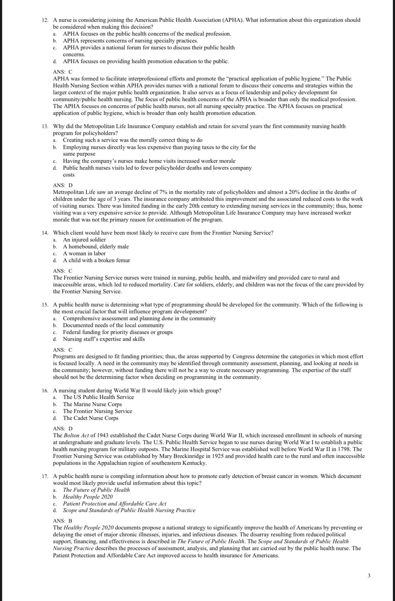 TEST BANK Foundations for Population Health in Community/Public Health Nursing, 6th Edition