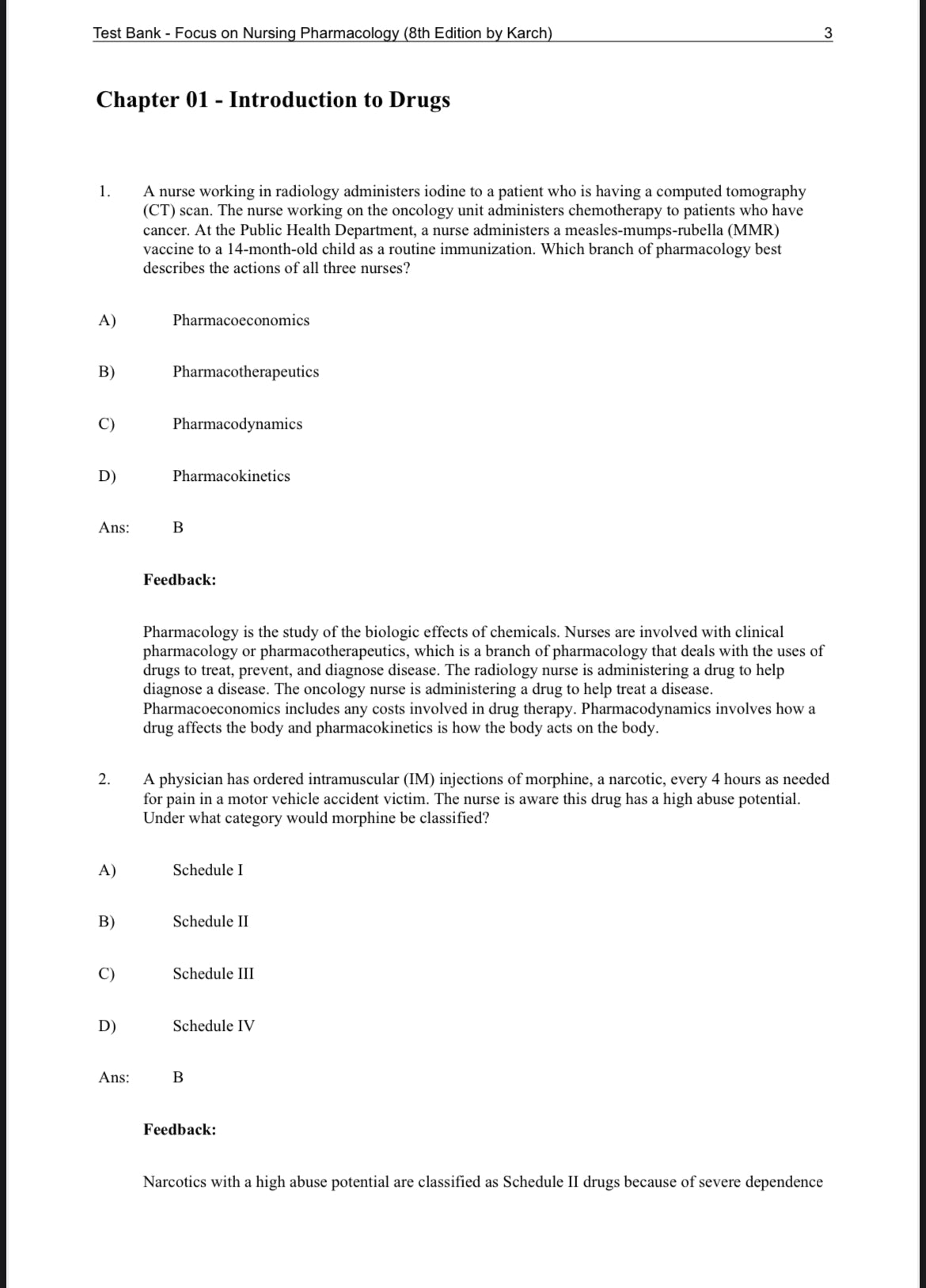 Test Bank for Focus on Nursing Pharmacology (8th Edition by Karch)