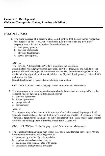 Test bank Concepts for Nursing Practice 4th Edition by Giddens