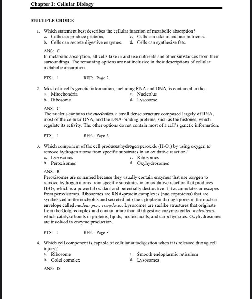 Test Bank Pathophysiology: The Biologic Basis For Disease In Adults An 