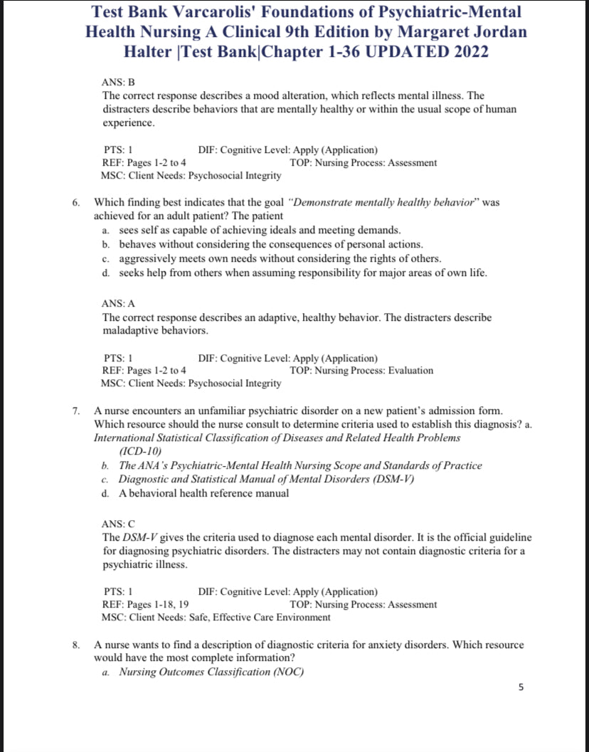 Test Bank Varcarolis' Foundations of Psychiatric-Mental Health Nursing A Clinical 9th Edition by Margaret Jordan Halter